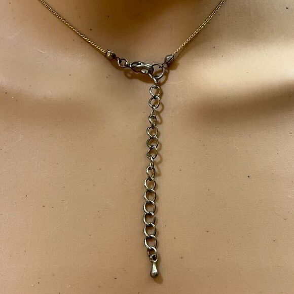 Handmade Teardrop Quartz Necklace Gold Tone Chain Cultured Pearl Rhinestone 20in - Picture 11 of 13